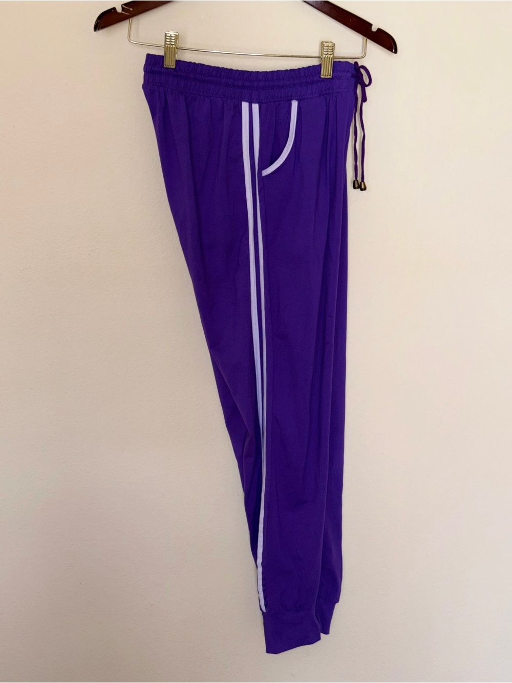 Purple Track Pants with White Stripe